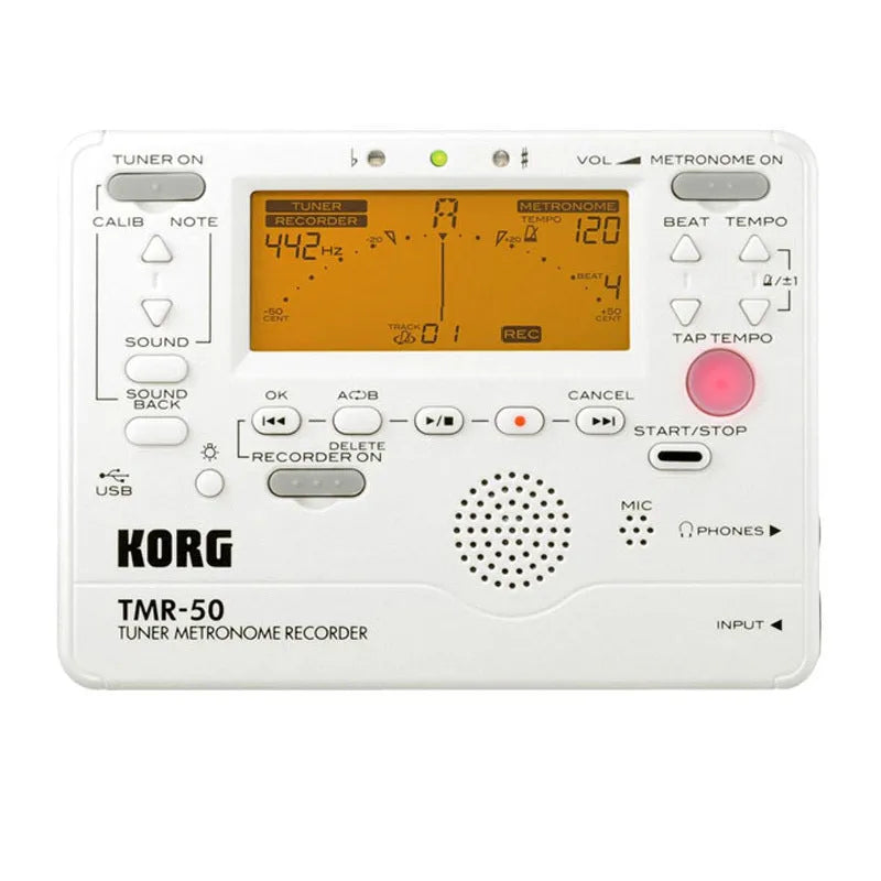 TM-60 black and white digital metronome with plastic shell and power cord for tempo control