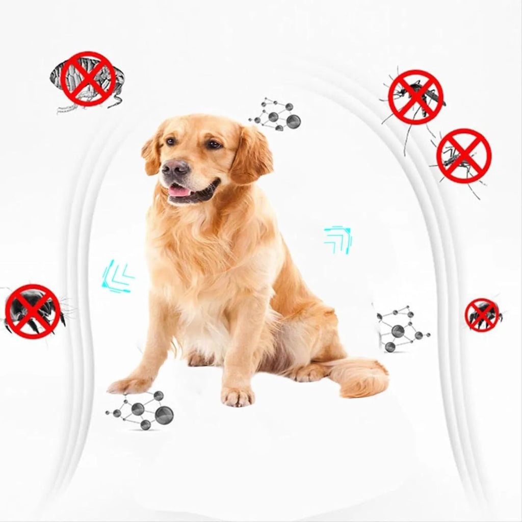 Double-sided plastic flea comb for dog and cat facial grooming showing dense teeth and compact size