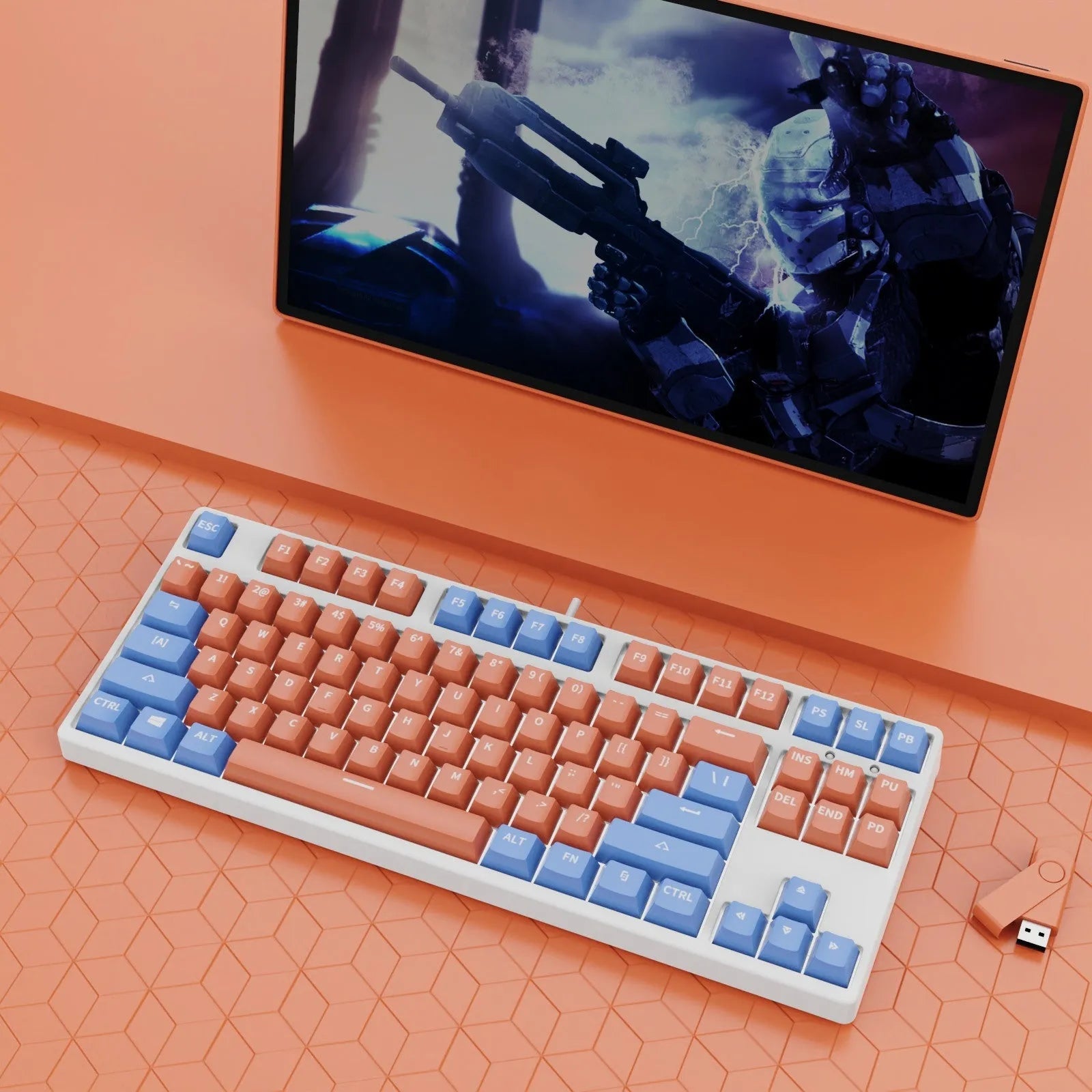 87-key mechanical keyboard with two-tone colour options and hot-plug switch capability