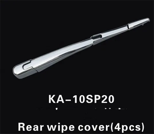 Set of four silvery ABS plastic rear window wiper cover trims for a 2010 Hyundai