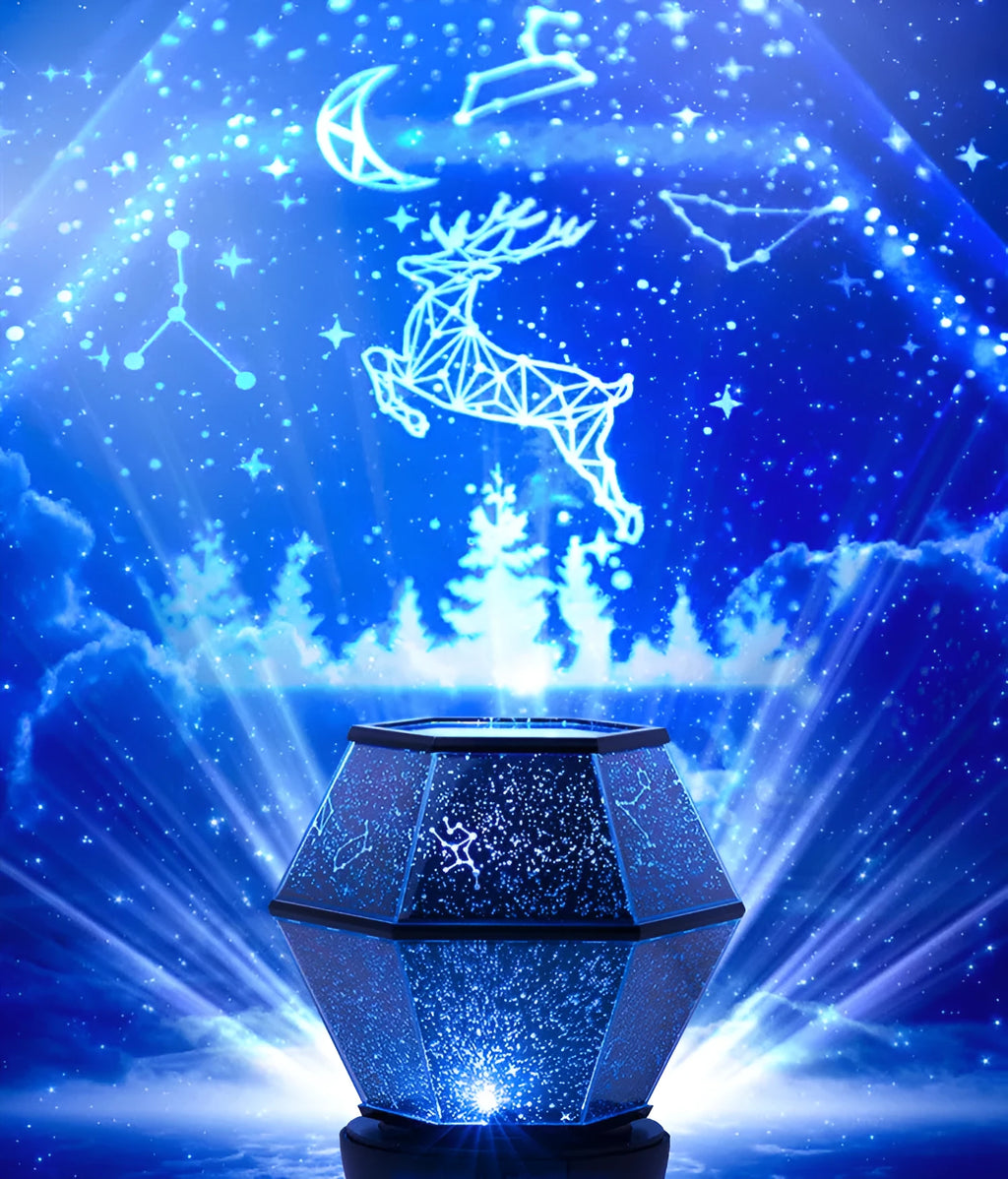 Children's rotating stars LED night light projector with three colour lighting effects