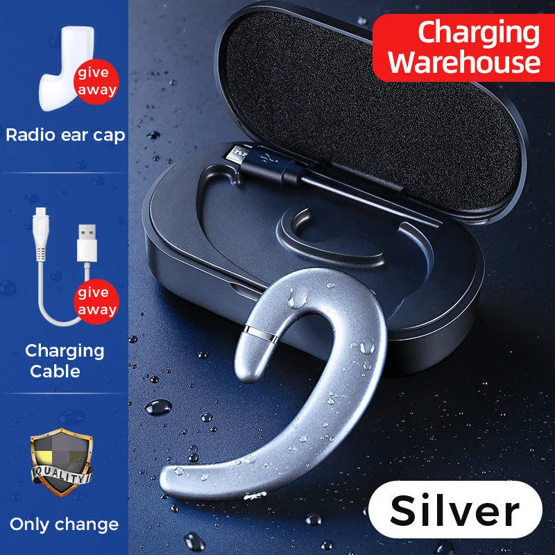 Bluetooth headset in black with charging case, 72-hour battery