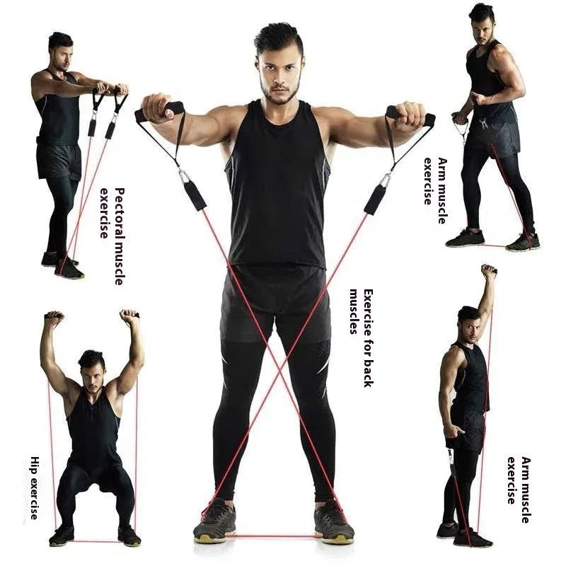 Door sports pulling rope set with big and small hook options in ABS material for home fitness training