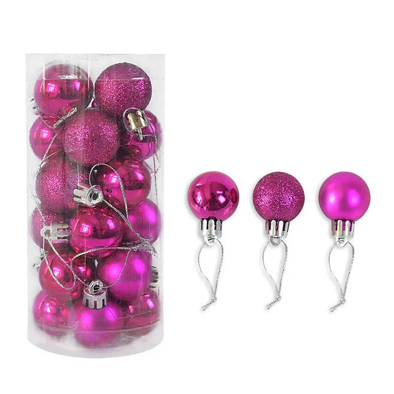 Gold, red, silver, blue, pink, purple, green, lake blue, bronze, and rose red 3cm electroplated Christmas tree baubles.