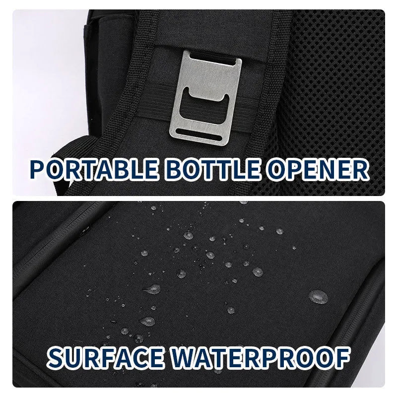 Blue insulated waterproof backpack with double layer cooling compartment and 22-litre capacity