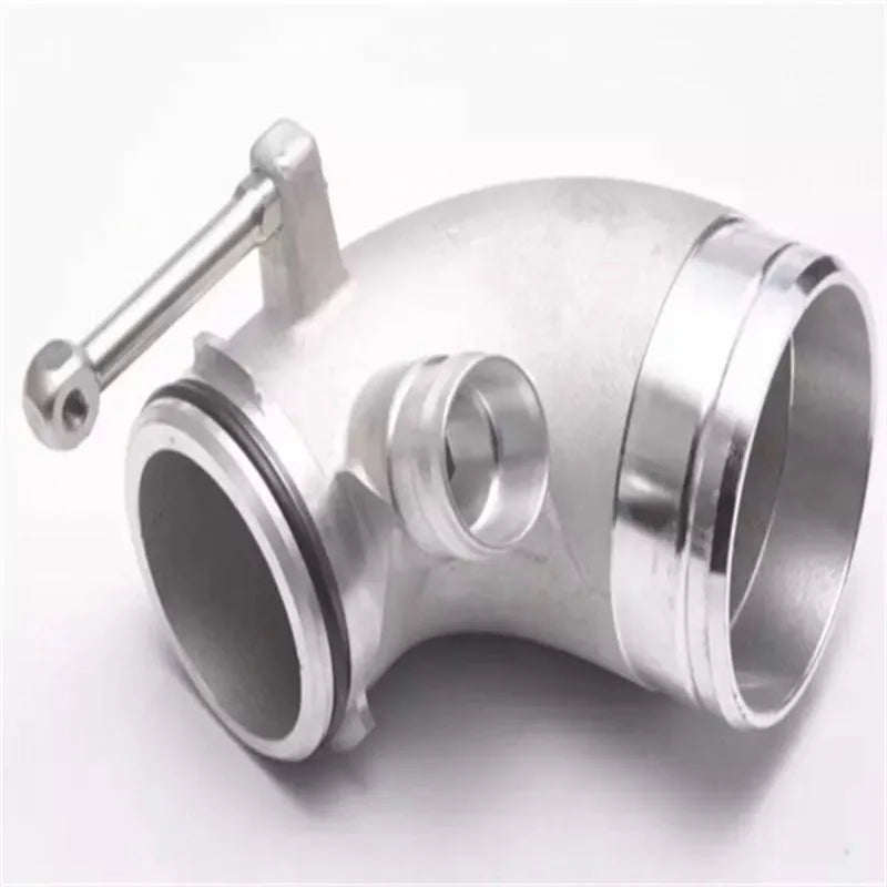 Aluminium alloy 90-degree turbine elbow pipe for lateral engine automotive applications