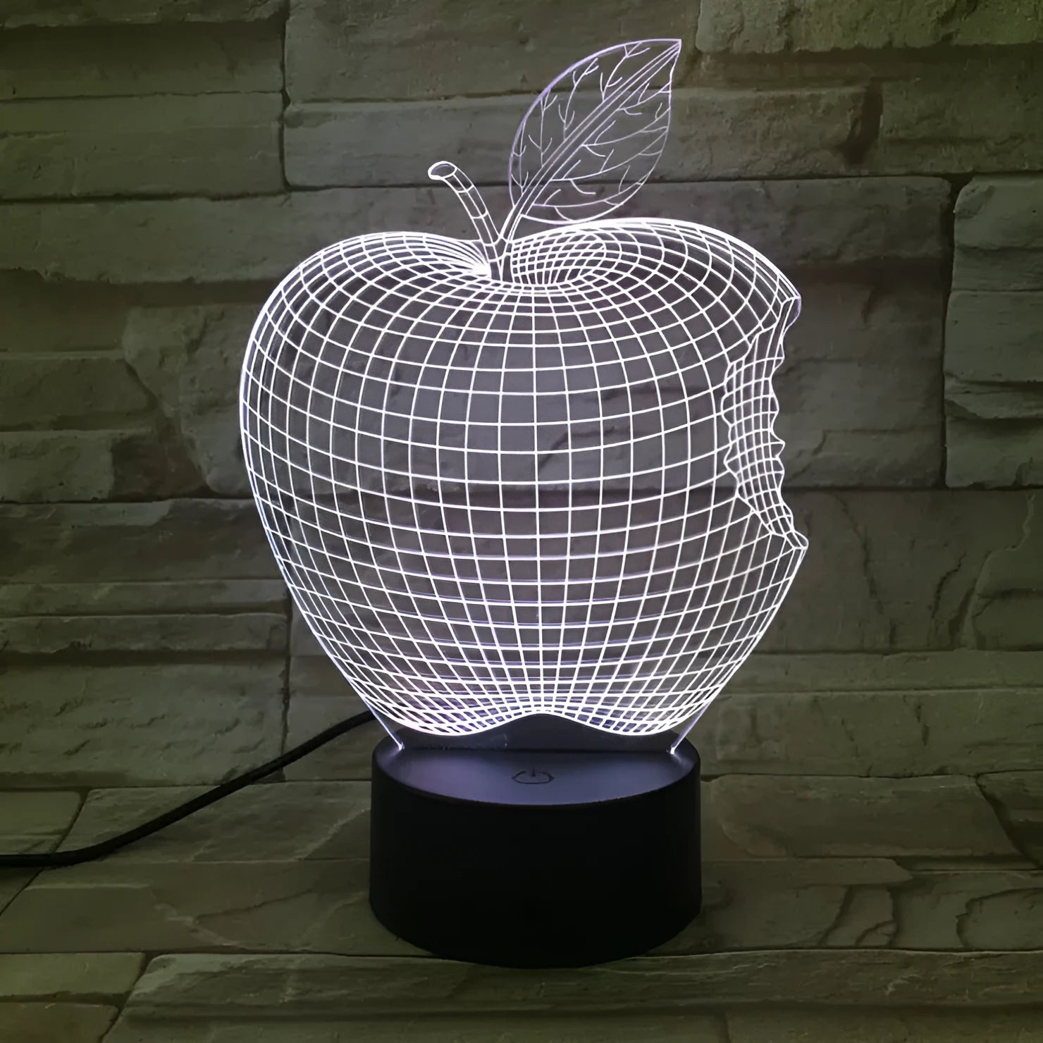 3D fruit-shaped colourful LED night light with touch control showing seven colour options