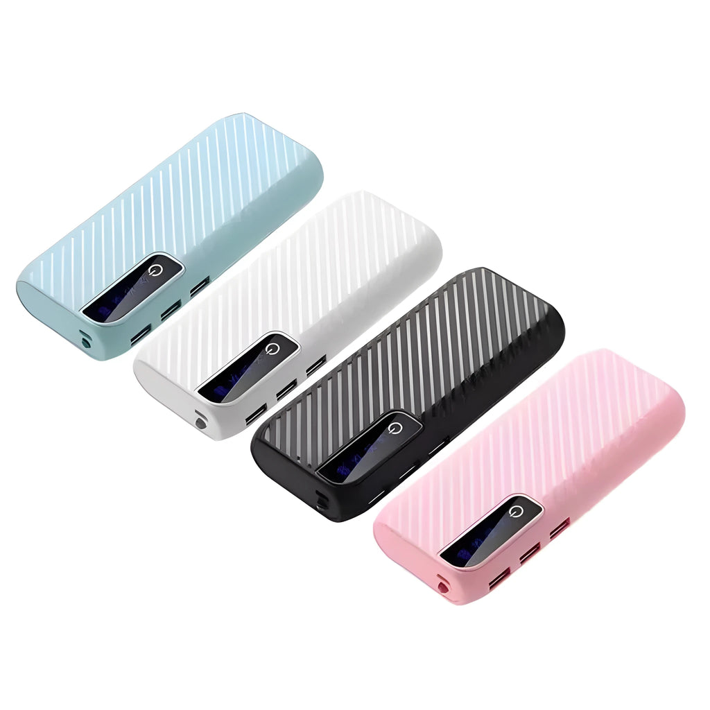 20000mAh portable power bank in black colour showing USB ports and compact rectangular design