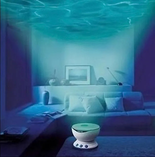 Blue LED ocean projection lamp with DLP trapezoidal correction for children's puzzle rooms