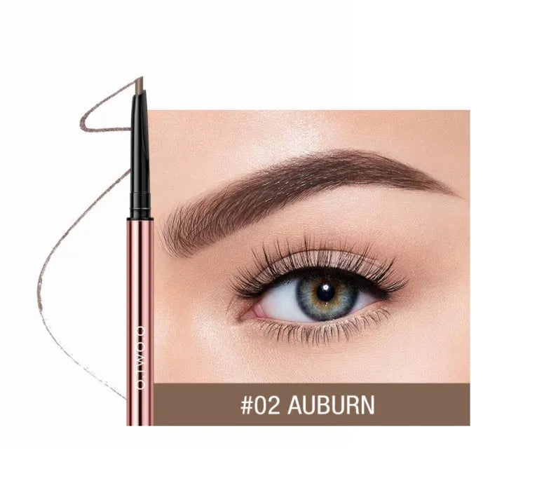 Brow make-up pencil in colour box with six shade options: Auburn, Blonde, Caramel, Dark Brown, Soft Brown, Taupe.