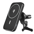 Black M6 magnetic wireless charging car phone bracket with USB cable.