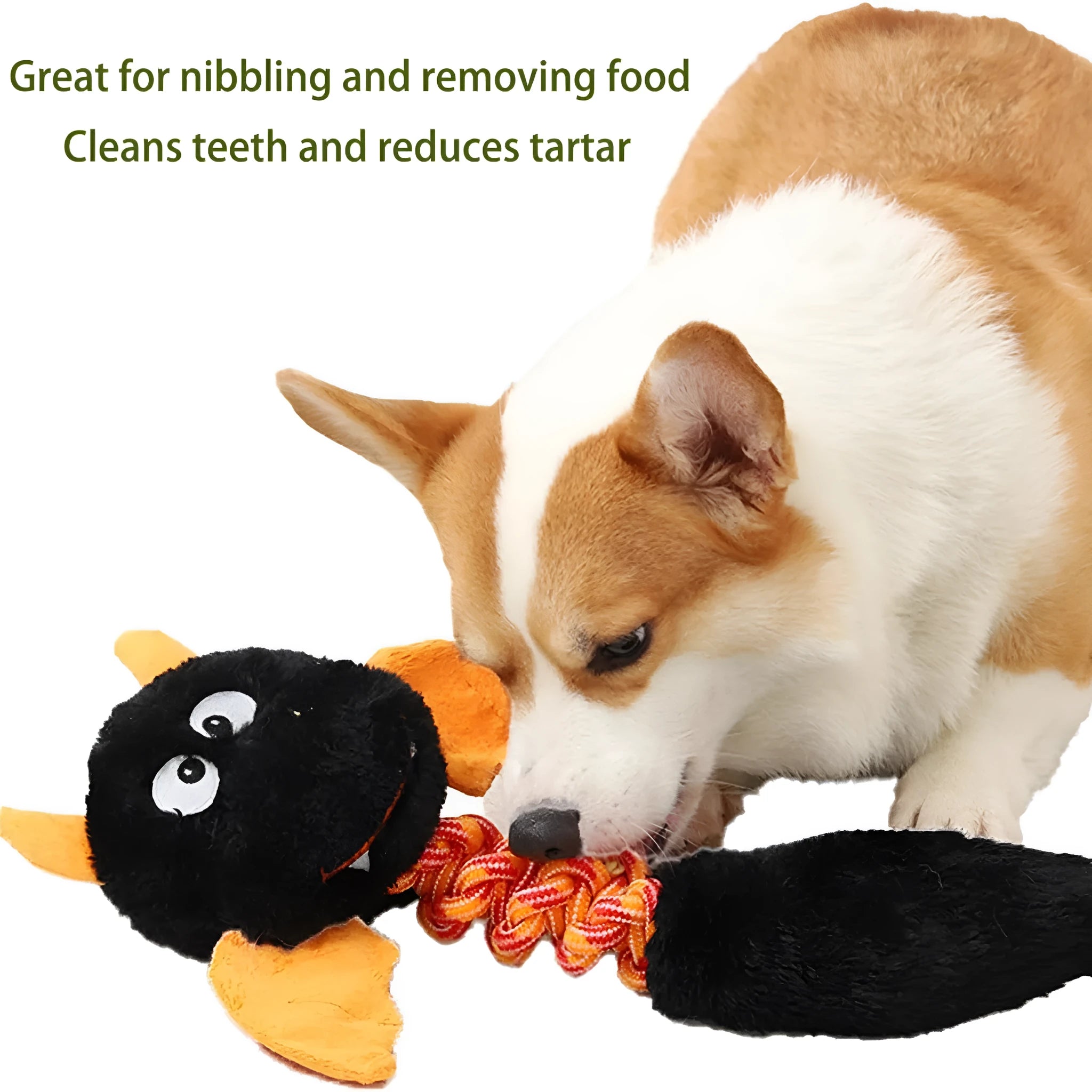 Soft rabbit fleece plush dog toy with a rope knot, shown in black, green, or red.