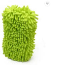Silver green car wash sponge measuring 14x25cm with chenille microfiber construction