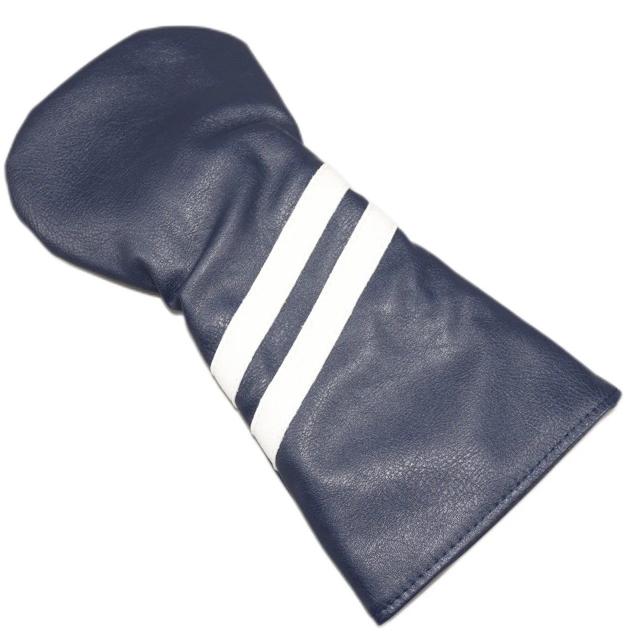 Striped golf club head cover in multiple colours showing three size options for wood rod protection