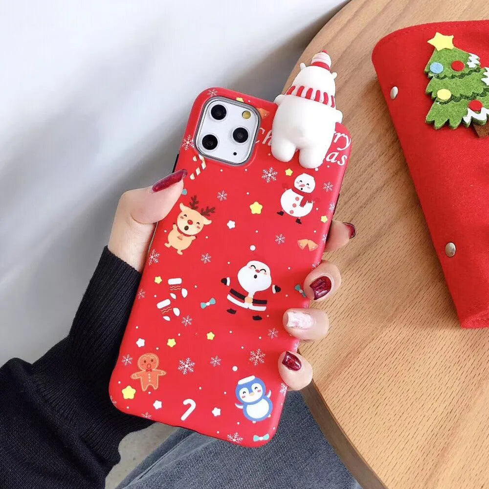 Red and green Christmas design silicone back cover case for an iPhone.