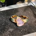 Adjustable copper ring with vintage gourd, floral, and bow design in New Chinese style, set with zircon stones.