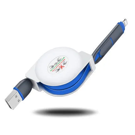 Telescopic 3-in-1 charging cable extended to 120 cm with titanium alloy connectors