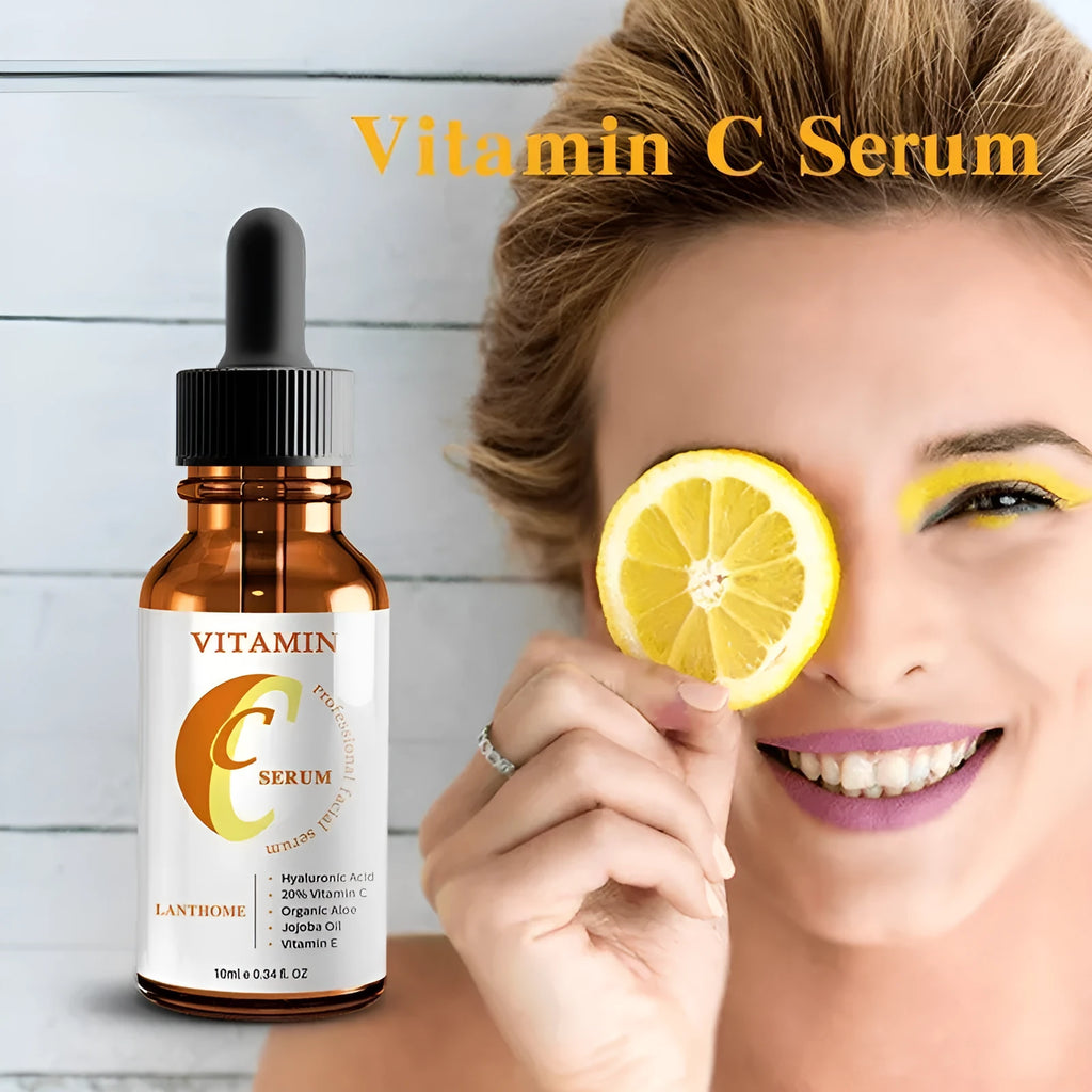 Vitamin C hyaluronic acid facial serum bottle for skin brightening and moisturising