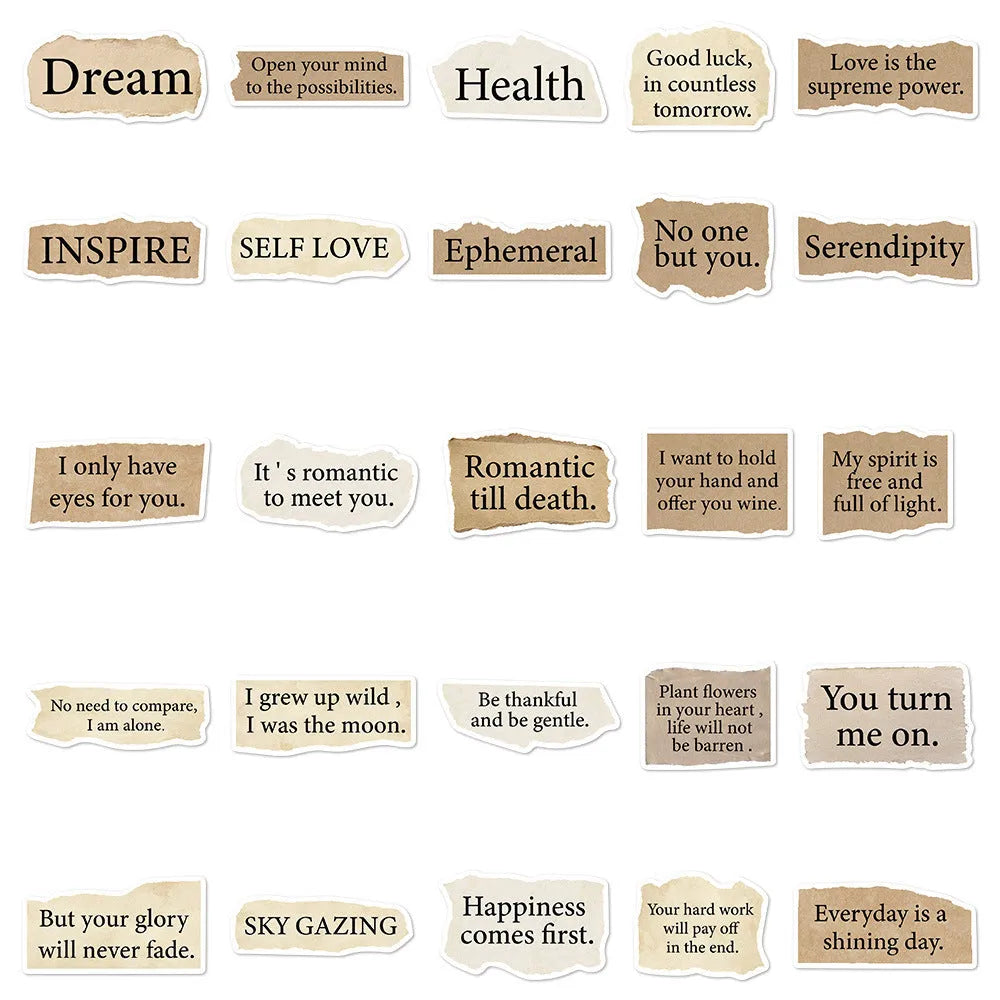 Tear English TT284 design PVC laptop stickers pack of 25, showing reusable waterproof adhesive