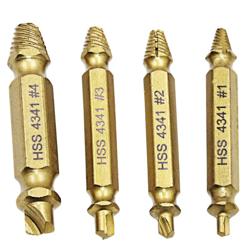 Premium 5-piece screw extractor drill bit set made from 4341 high-speed steel