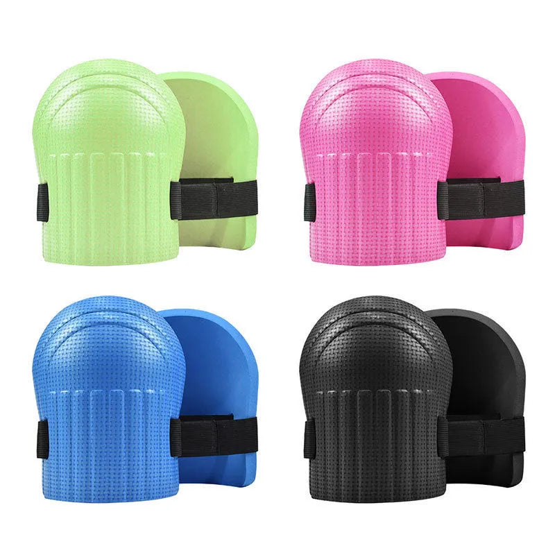 Pair of thick foam kneepads in various colours for construction and auto repair work.