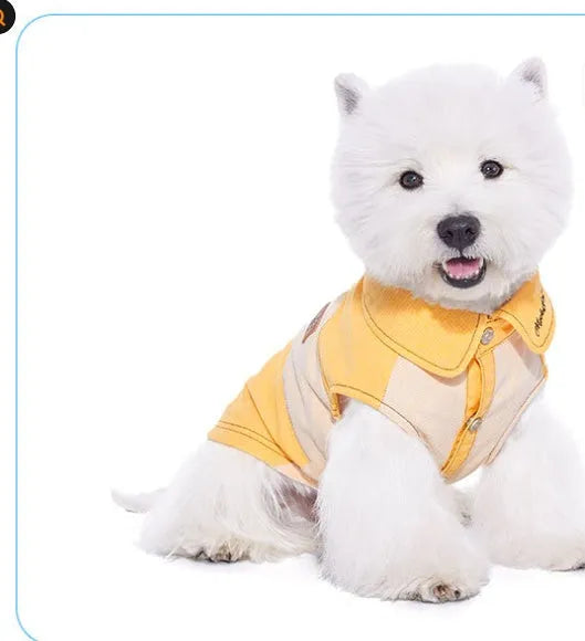 Yellow casual cotton blend dog clothes for small breeds like Bichon Frise and Yorkshire Terrier