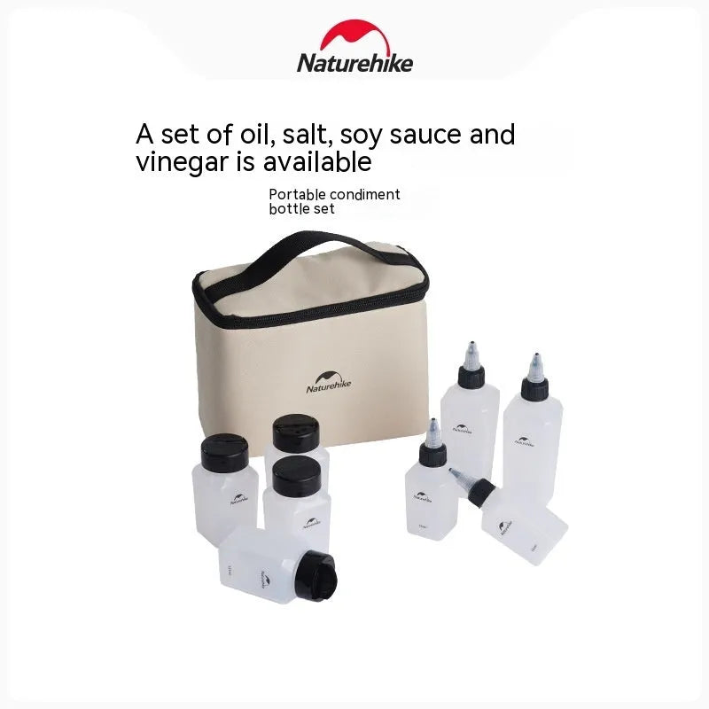 Naturehike six-piece portable outdoor seasoning bottle set in modern simplicity style.