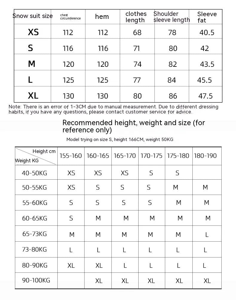 Unisex windproof waterproof ski suit for winter sports in multiple colour options