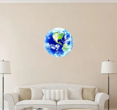 Glow in the dark 3D Earth wall sticker showing luminous planet decoration on wall