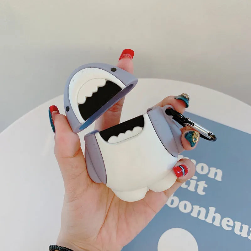 Shark design soft silicone protective case for Apple AirPods 1st and 2nd generation.