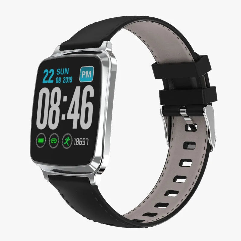 M8 smart sports bracelet with zinc alloy body and TPU strap on a wrist, displaying heart rate data.