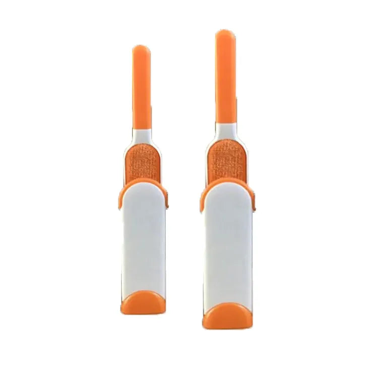 Blue reusable pet hair removal comb with double-sided lint brush and self-cleaning base