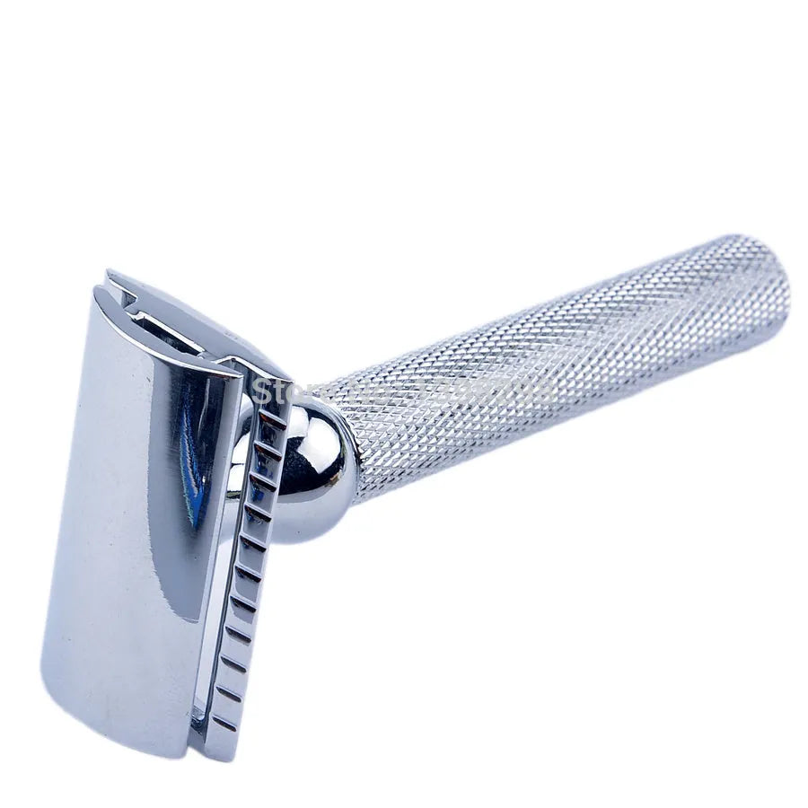 CSB men's shaving set with badger hair brush, chrome razor and stand, zinc alloy bowl, and ten blades.