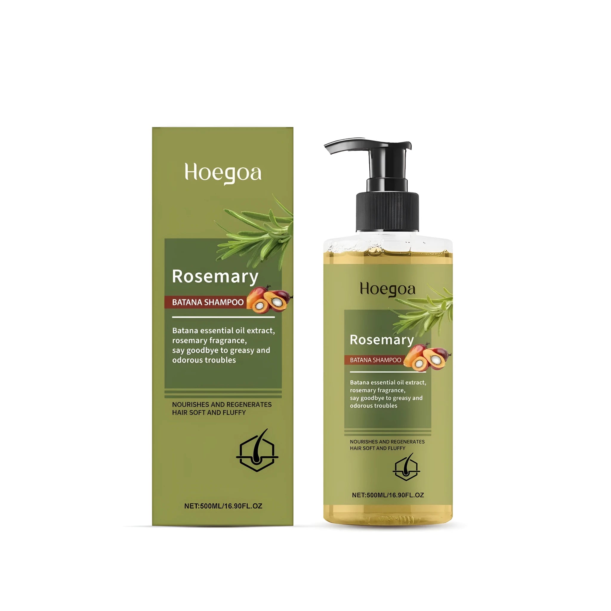 500ml bottle of rosemary hair growth shampoo with rosemary extract and Platthana oil for thinning hair care