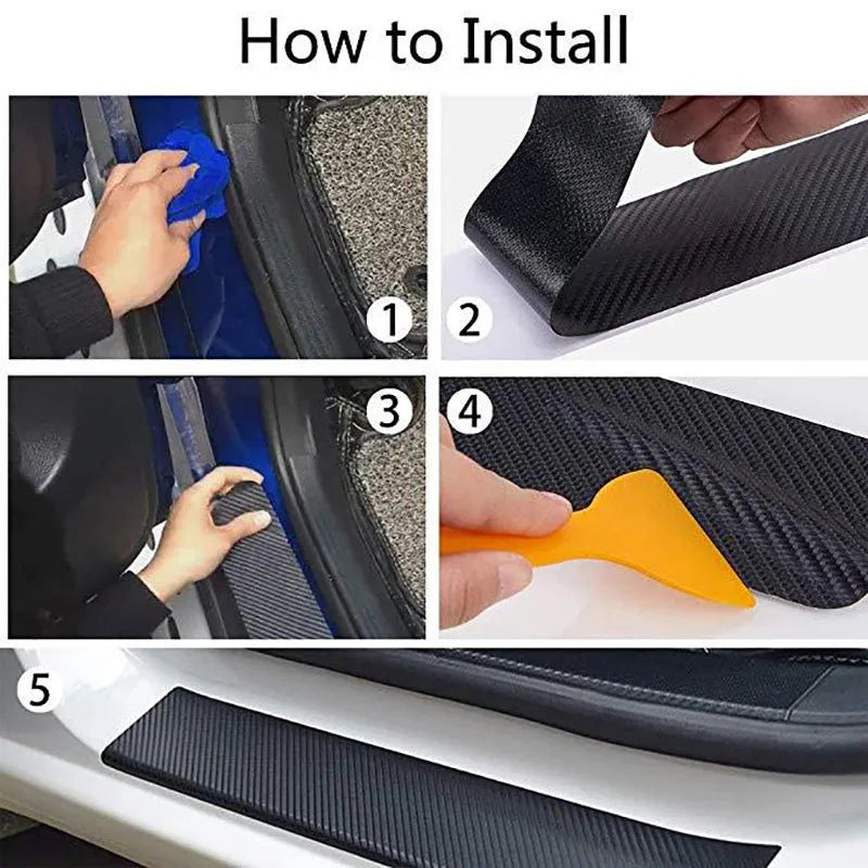 Matte black 3D carbon fibre adhesive roll for car door sill and bumper protection