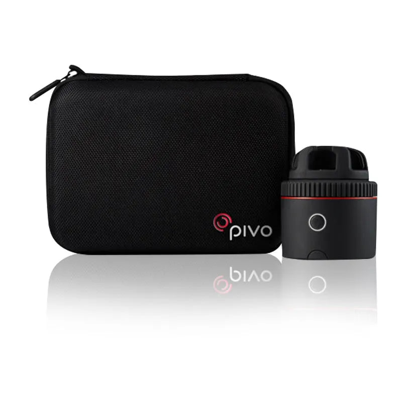PIVO black matte facial tracking camera for smartphones on a rotating base.