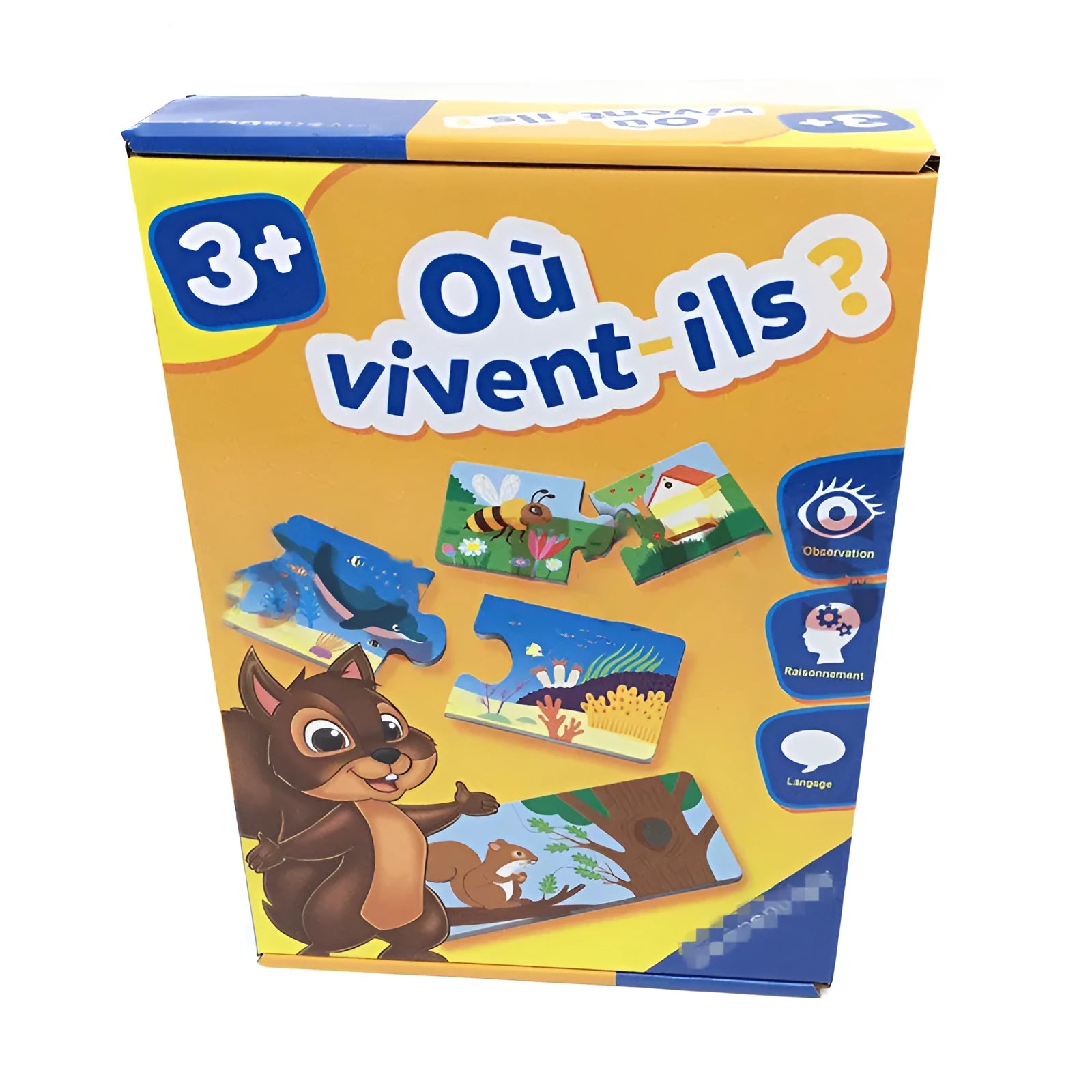 French language puzzle toy with 12 pairs of picture-word matching cards for children