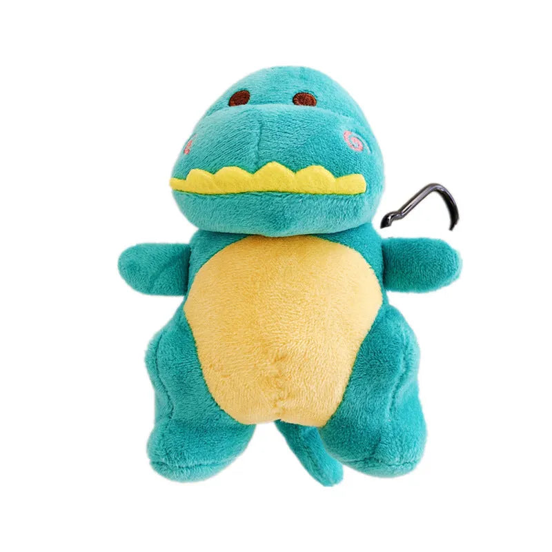 Cartoon plush dinosaur headphone protective case for AirPods 1 and 2 in green, flip type