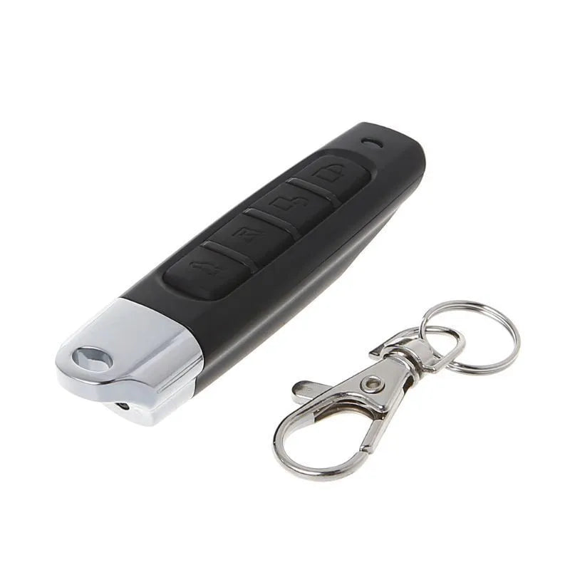 433MHz rolling door remote control measuring 6.7cm with 50-100 metre range in black, blue, grey or red