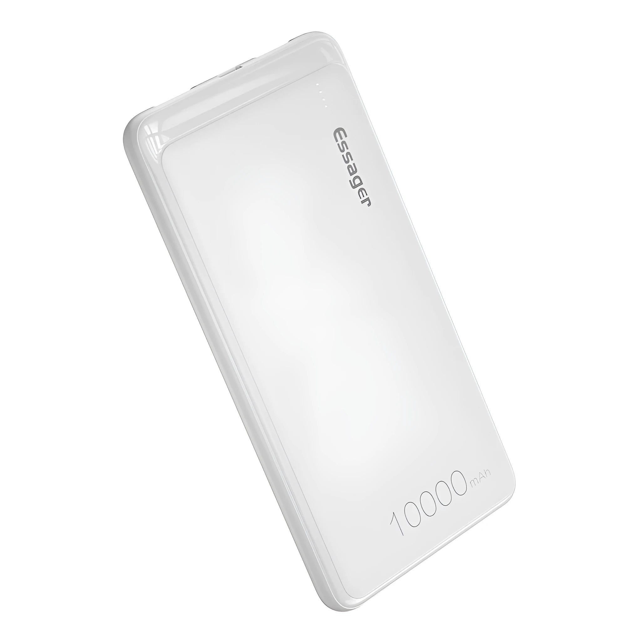Essager Small Jane 10000mAh power bank in black or white showing dual USB ports and LED indicators