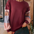 Women's plaid long-sleeved polyester pullover top in loose Japanese Korean style