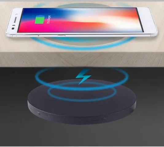 Hidden desk wireless phone charger with 60mm round bed for iPhone Samsung Huawei compatible devices