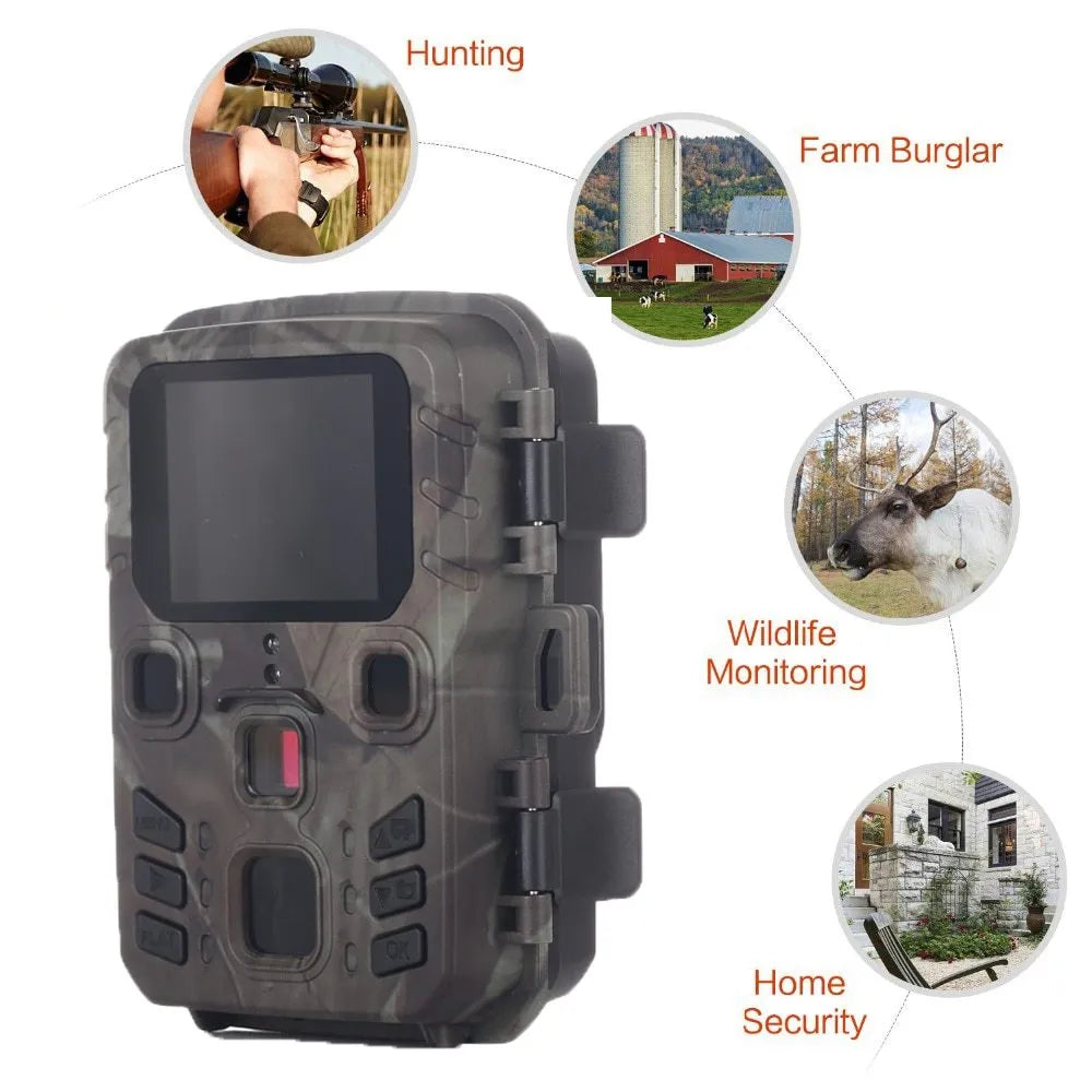 Black plastic infrared night vision monitoring device with camera lens and TF card slot