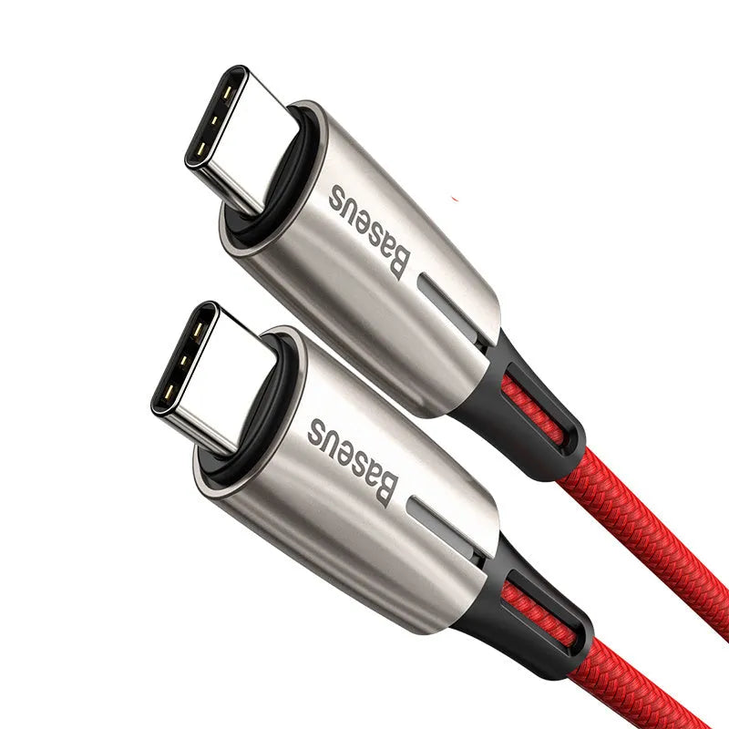 Dual Type-C USB-C data cable in purple colour showing both identical connectors