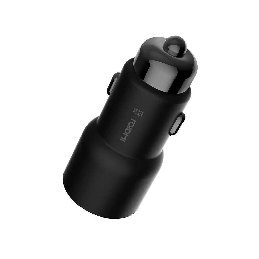 Black USB car charger with Bluetooth music player functionality for vehicles