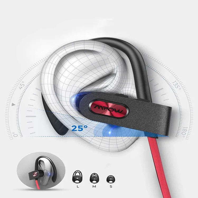 Flame2 hanging ear Bluetooth headset in black, pink, or red colour, showing wireless design.