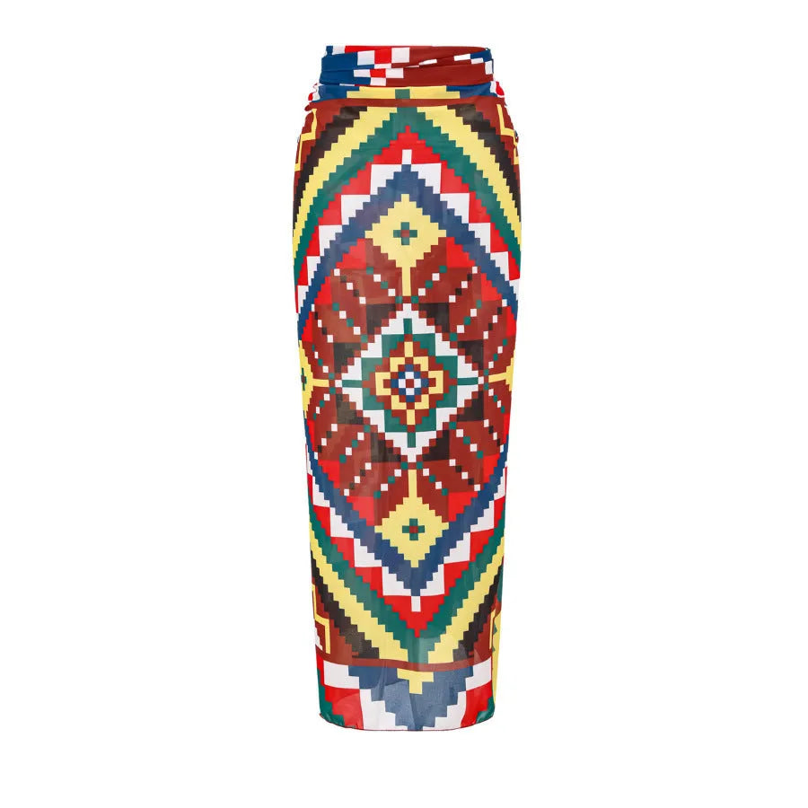 Women's retro floral one-piece polyester swimsuit in summer style