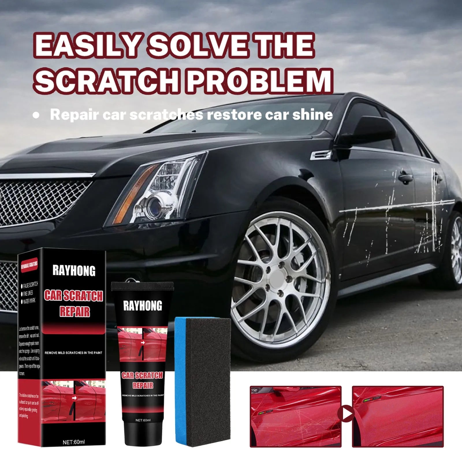 60ml pot of car scratch repair wax for paint surface polishing and minor scratch removal