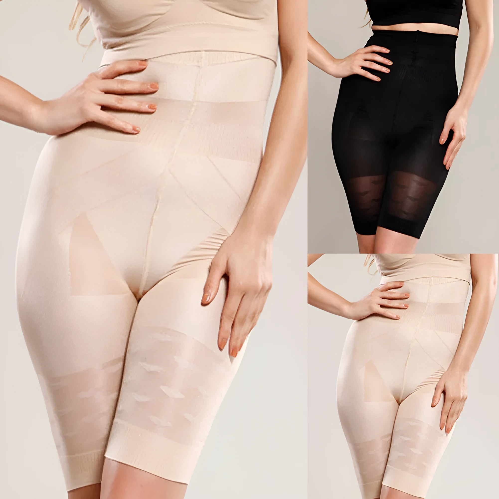 Women's seamless high waist shapewear shorts for tummy control in black colour