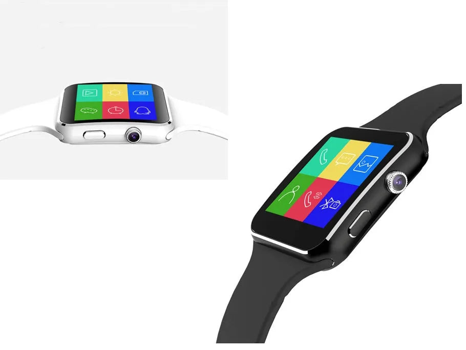 Black smart watch with 1.54 inch touch screen and silicone strap on wrist